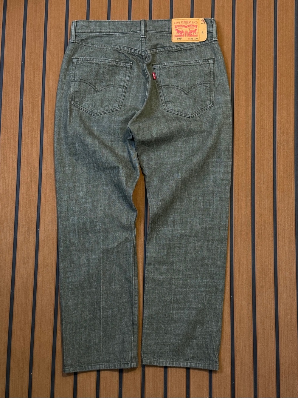 Levi’s 501 White Oak Cone Denim Jeans Mens W32 Green Straight Fit Casual